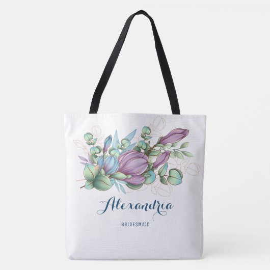 Chique geschilderde bloemengeinitialiseerde boodsc tote bag (Voorkant)