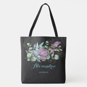Chique geschilderde bloemrijke geborduurde boodsch tote bag