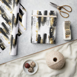 Chique Gesofisticeerde Zwarte en Gouden Streep Abs Cadeaupapier