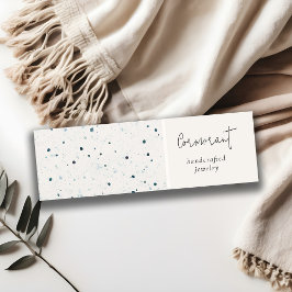 Chique gespikkeld blauw wit textuur oorbel houder mini visitekaartje