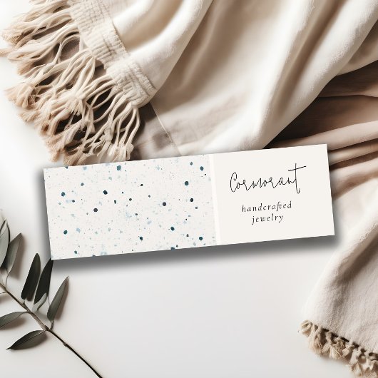 Chique gespikkeld blauw wit textuur oorbel houder mini visitekaartje