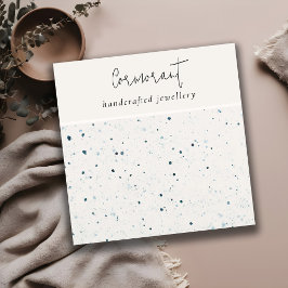 Chique gespikkeld blauw wit textuur oorbel houder vierkante visitekaartje
