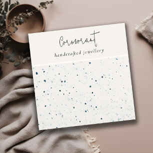 Chique gespikkeld blauw wit textuur oorbel houder vierkante visitekaartje