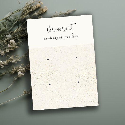 Chique gespikkeld goud wit textuur 2 oorbel houder visitekaartje