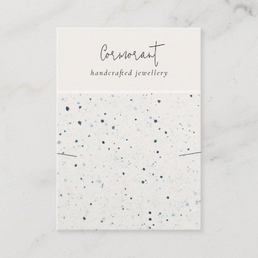 Chique Gespikkelde Blauw Wit Oorbel Ketting Displa Visitekaartje (Voorkant)