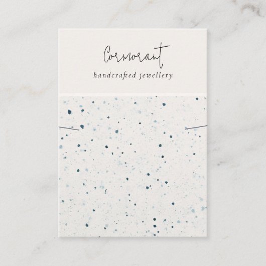 Chique Gespikkelde Blauw Wit Textuur Ketting Displ Visitekaartje (Voorkant)