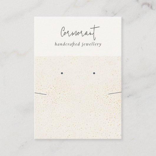 Chique Gespikkelde Gouden Witte Oorbel Ketting Dis Visitekaartje (Voorkant)
