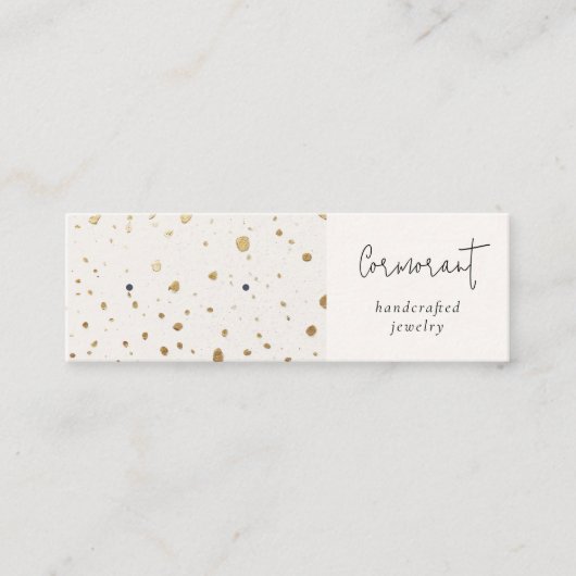 Chique gespikkelde gouden witte textuur oorbel hou mini visitekaartje (Voorkant)