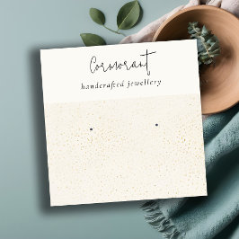 Chique gespikkelde gouden witte textuur oorbel hou vierkante visitekaartje