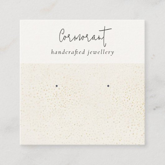 Chique gespikkelde gouden witte textuur oorbel hou vierkante visitekaartje (Voorkant)