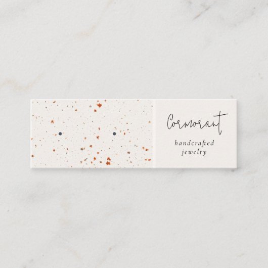 Chique gespikkelde roest witte textuur oorbel houd mini visitekaartje (Voorkant)