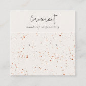 Chique gespikkelde roest witte textuur oorbel houd vierkante visitekaartje (Voorkant)