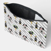 Chique gestreepte bloem- en champagnekleurige make etui (Open)