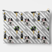 Chique gestreepte bloem- en champagnekleurige make etui (Achterkant)
