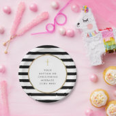 Chique gestreepte gouden kruisdoop bericht papieren bordje (Feest)