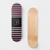 Chique gestreepte roze en zwarte aangepaste Initia Persoonlijk Skateboard (Voorkant)