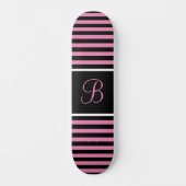 Chique gestreepte roze en zwarte aangepaste Initia Persoonlijk Skateboard (Voorkant)