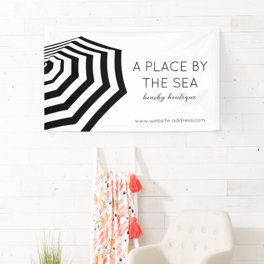 Chique gestreepte strandparaplu boutique spandoek (Insitu)