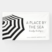 Chique gestreepte strandparaplu boutique spandoek (Horizontaal)