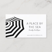 Chique gestreepte strandparaplu boutique visitekaartje (Voorkant)