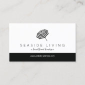 Chique gestreepte strandparaplu Logo Boutique Visitekaartje (Voorkant)