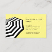 Chique gestreepte strandparaplu Logo geel Visitekaartje (Achterkant)