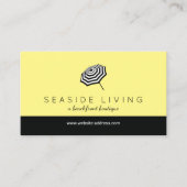 Chique gestreepte strandparaplu Logo geel Visitekaartje (Voorkant)