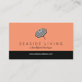 Chique gestreepte strandparaplu Logo koraal Visitekaartje