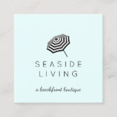 Chique gestreepte strandparaplu Logo Mint Vierkante Visitekaartje (Voorkant)