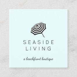 Chique gestreepte strandparaplu Logo Mint Vierkante Visitekaartje