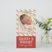 Chique gestreepte vrolijke kerst familie foto feestdagenkaart (Staand voorkant)