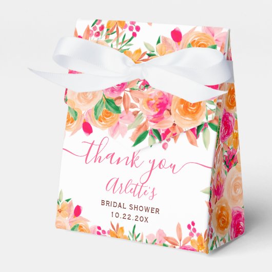 Chique, gewaagde herfst bloemrijke waterverf bruid bedankdoosjes (Voorkant Zijde)
