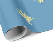 Chique Giftwrap, Lelies van de vallei op blauw Cadeaupapier (Rol Hoek)