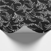 Chique Giftwrap, Lelies van de Vallei op Zwart Cadeaupapier (Hoek)
