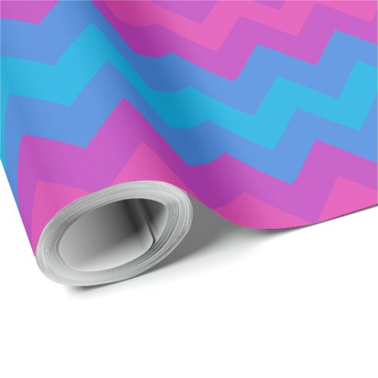 Chique Giftwrap Roll: Paarse, roze, blauwe Chevron Cadeaupapier (Rol Hoek)