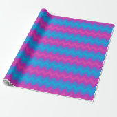 Chique Giftwrap Roll: Paarse, roze, blauwe Chevron Cadeaupapier (Uitgerold)