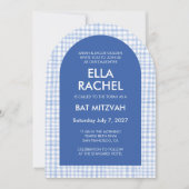 Chique Gingham Moderne Aangepaste QR Bar Mitswa Ar Kaart (Voorkant)