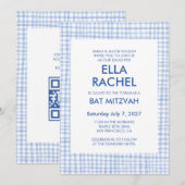 Chique Gingham Moderne Aangepaste QR CODE Bat Bar Kaart (Voorkant / Achterkant)