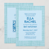 Chique Gingham Moderne Aangepaste QR CODE Bat Bar Kaart (Voorkant / Achterkant)