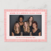 Chique Gingham Roze Rode Kerst Aangepaste Zakelijk Feestdagenkaart (Voorkant)