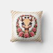 Chique Giraffe met bloemenkroon Kussen (Voorkant)