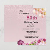 Chique Girly 50e Verrassingsfeestje Uitnodiging (Voorkant / Achterkant)
