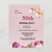 Chique Girly 50e Verrassingsfeestje Uitnodiging (Voorkant / Achterkant)