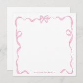 Chique Girly Blush Roze Bow Ribbon Lijst Notitiekaartje (Voorkant / Achterkant)