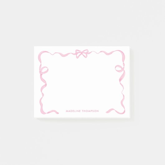 Chique Girly Blush Roze Bow Ribbon Lijst Post-it® Notes (Voorkant)