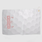 Chique Girly Dusty Roos Golfclubs Ball Custom Naam Golfhanddoek (Horizontaal)