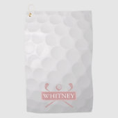 Chique Girly Dusty Roos Golfclubs Ball Custom Naam Golfhanddoek (Voorkant)