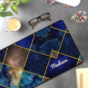 Chique girly faux Glitter goud blauw geometrisch Bureaumat