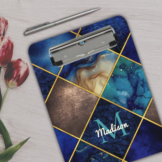Chique girly faux Glitter goud blauw geometrisch Klembord