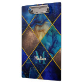 Chique girly faux Glitter goud blauw geometrisch Klembord (Links)